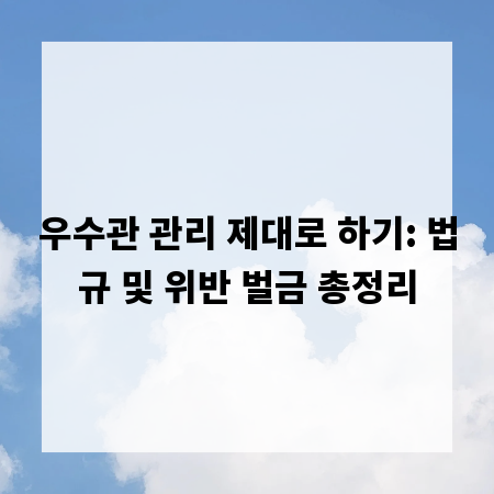 우수관 관리 제대로 하기: 법규 및 위반 벌금 총정리