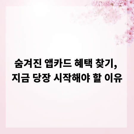 숨겨진 앱카드 혜택 찾기, 지금 당장 시작해야 할 이유