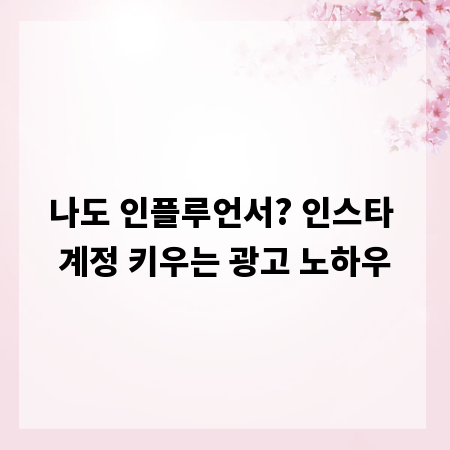 나도 인플루언서? 인스타 계정 키우는 광고 노하우