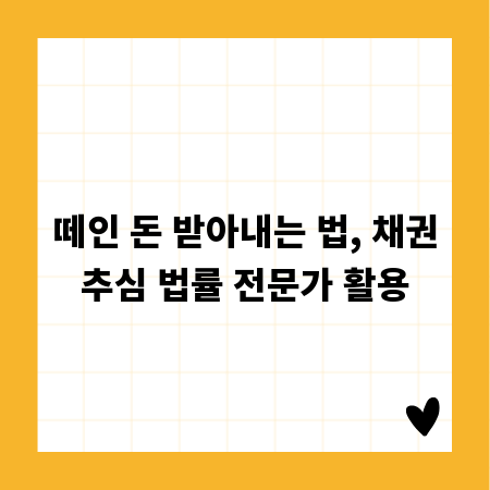 떼인 돈 받아내는 법, 채권추심 법률 전문가 활용