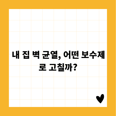 내 집 벽 균열, 어떤 보수제로 고칠까?