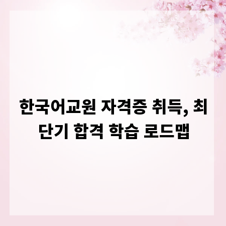 한국어교원 자격증 취득, 최단기 합격 학습 로드맵