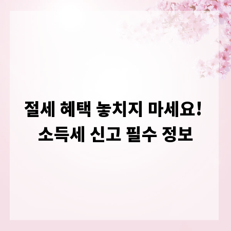 절세 혜택 놓치지 마세요! 소득세 신고 필수 정보