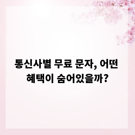 통신사별 무료 문자, 어떤 혜택이 숨어있을까?