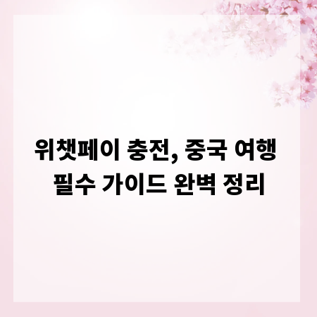 위챗페이 충전, 중국 여행 필수 가이드 완벽 정리