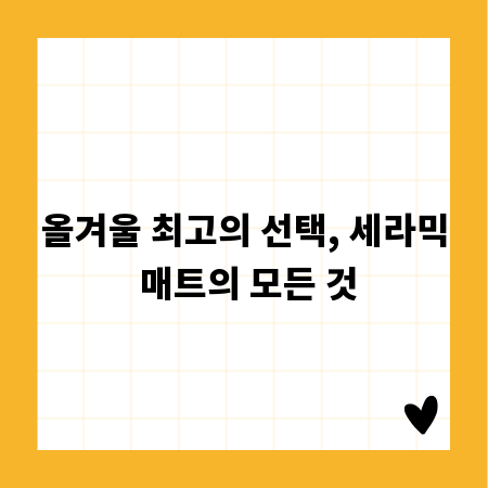 올겨울 최고의 선택, 세라믹 매트의 모든 것