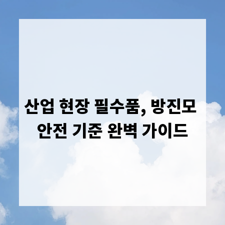 산업 현장 필수품, 방진모 안전 기준 완벽 가이드