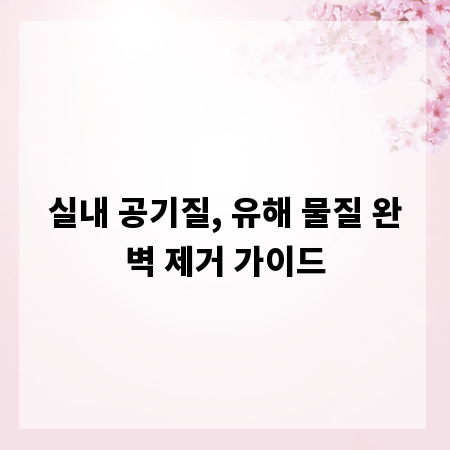 실내 공기질, 유해 물질 완벽 제거 가이드