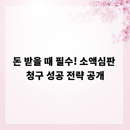 돈 받을 때 필수! 소액심판 청구 성공 전략 공개