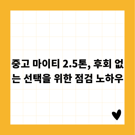 중고 마이티 2.5톤, 후회 없는 선택을 위한 점검 노하우