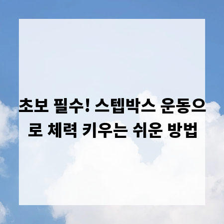 초보 필수! 스텝박스 운동으로 체력 키우는 쉬운 방법