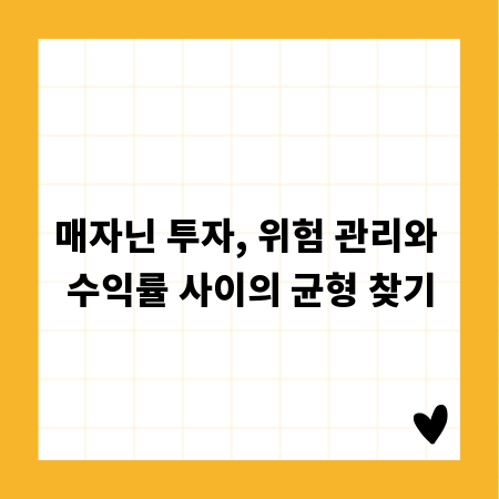 매자닌 투자, 위험 관리와 수익률 사이의 균형 찾기