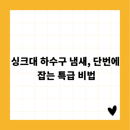 싱크대 하수구 냄새, 단번에 잡는 특급 비법