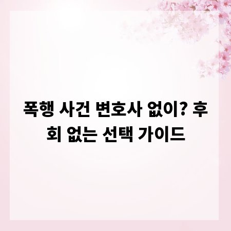 폭행 사건 변호사 없이? 후회 없는 선택 가이드