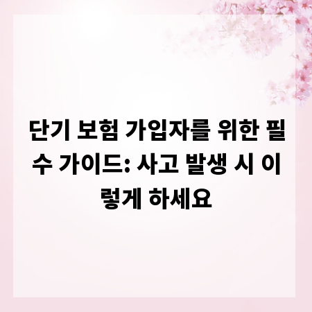 단기 보험 가입자를 위한 필수 가이드: 사고 발생 시 이렇게 하세요