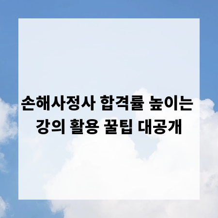 손해사정사 합격률 높이는 강의 활용 꿀팁 대공개