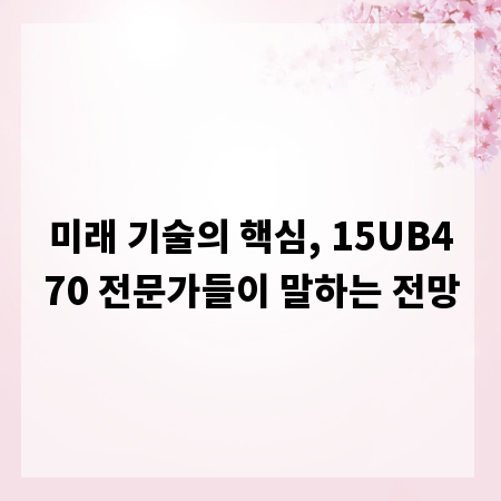 미래 기술의 핵심, 15UB470 전문가들이 말하는 전망