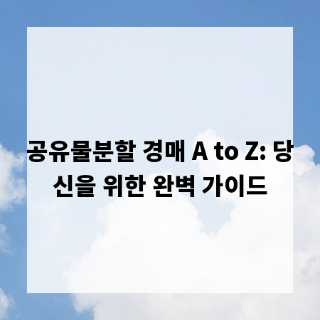 공유물분할 경매 A to Z: 당신을 위한 완벽 가이드