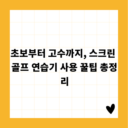 초보부터 고수까지, 스크린 골프 연습기 사용 꿀팁 총정리