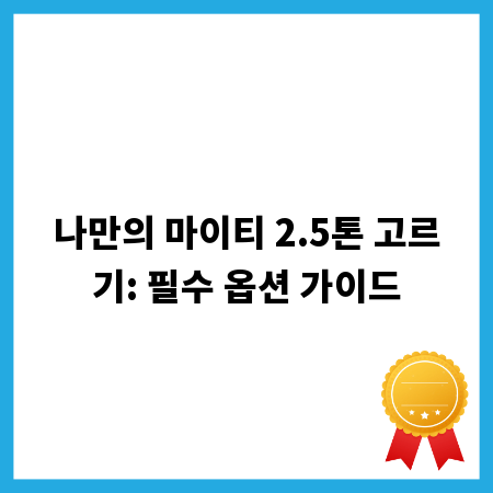 나만의 마이티 2.5톤 고르기: 필수 옵션 가이드