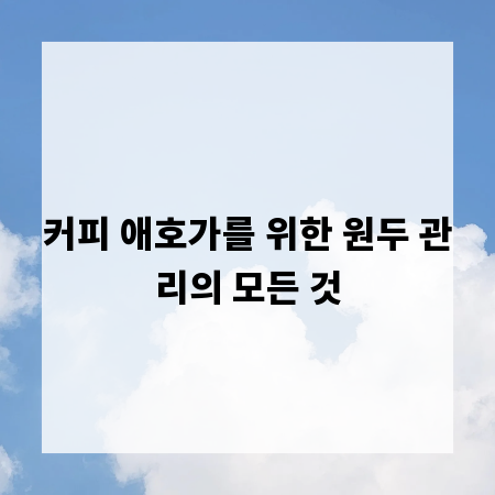 커피 애호가를 위한 원두 관리의 모든 것