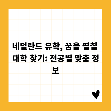 네덜란드 유학, 꿈을 펼칠 대학 찾기: 전공별 맞춤 정보