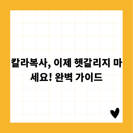 칼라복사, 이제 헷갈리지 마세요! 완벽 가이드