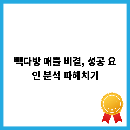 빽다방 매출 비결, 성공 요인 분석 파헤치기