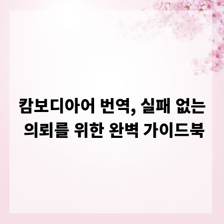 캄보디아어 번역, 실패 없는 의뢰를 위한 완벽 가이드북