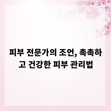 피부 전문가의 조언, 촉촉하고 건강한 피부 관리법