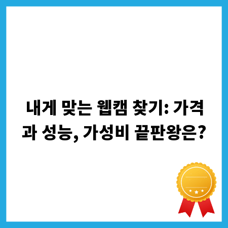 내게 맞는 웹캠 찾기: 가격과 성능, 가성비 끝판왕은?