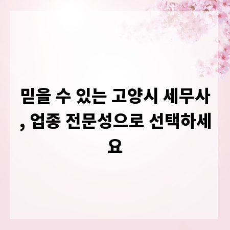 믿을 수 있는 고양시 세무사, 업종 전문성으로 선택하세요