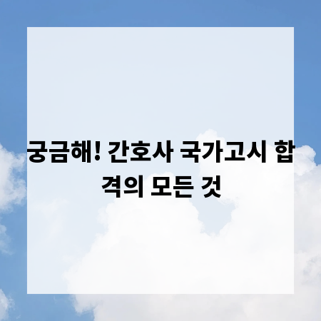 궁금해! 간호사 국가고시 합격의 모든 것