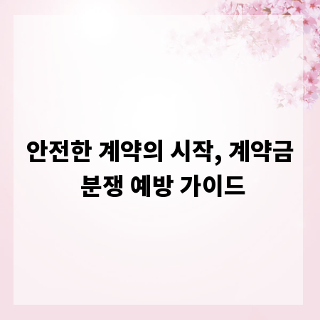 안전한 계약의 시작, 계약금 분쟁 예방 가이드