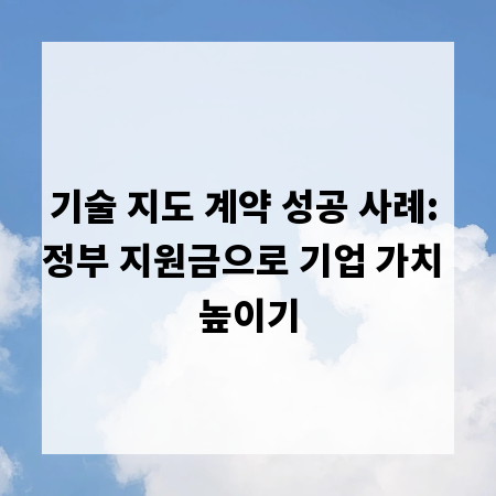 기술 지도 계약 성공 사례: 정부 지원금으로 기업 가치 높이기