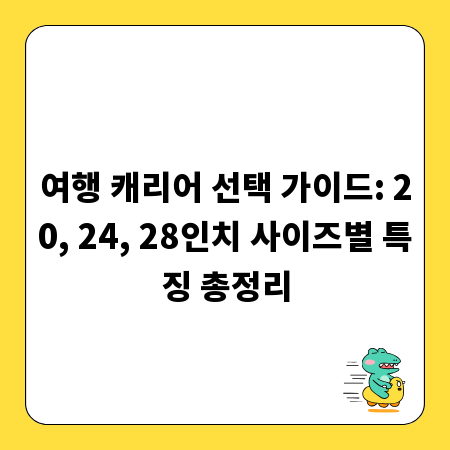 여행 캐리어 선택 가이드: 20, 24, 28인치 사이즈별 특징 총정리