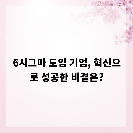 6시그마 도입 기업, 혁신으로 성공한 비결은?