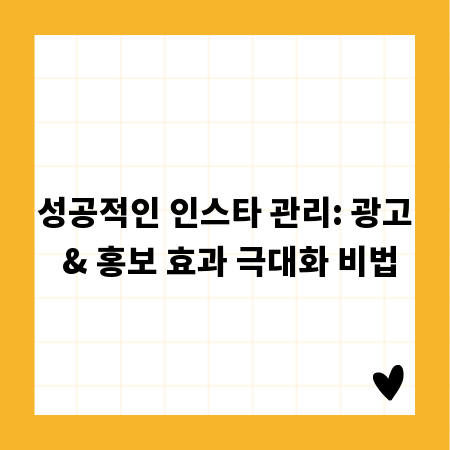 성공적인 인스타 관리: 광고 & 홍보 효과 극대화 비법