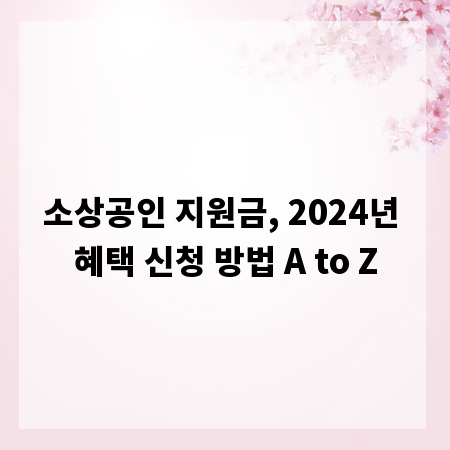 소상공인 지원금, 2024년 혜택 신청 방법 A to Z
