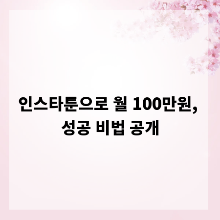 인스타툰으로 월 100만원, 성공 비법 공개