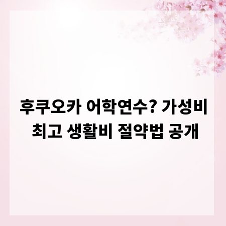 후쿠오카 어학연수? 가성비 최고 생활비 절약법 공개