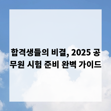 합격생들의 비결, 2025 공무원 시험 준비 완벽 가이드