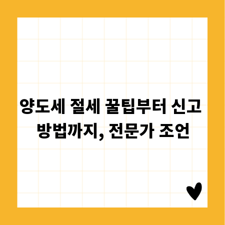 양도세 절세 꿀팁부터 신고 방법까지, 전문가 조언