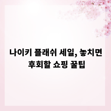 나이키 플래쉬 세일, 놓치면 후회할 쇼핑 꿀팁