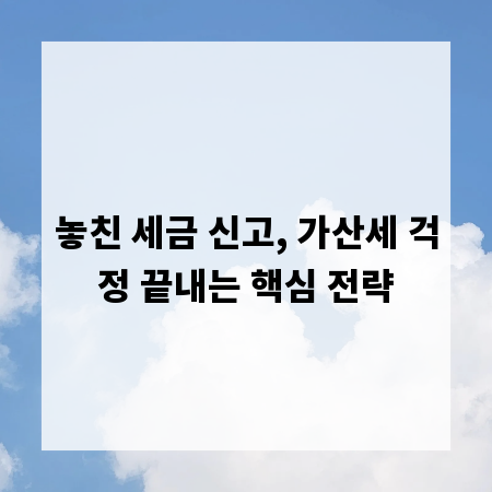 놓친 세금 신고, 가산세 걱정 끝내는 핵심 전략