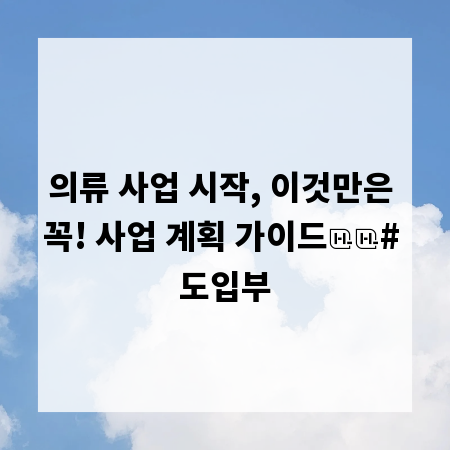 의류 사업 시작, 이것만은 꼭! 사업 계획 가이드
# 도입부