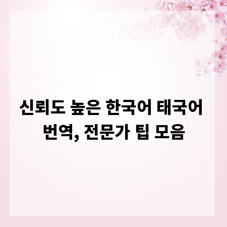 신뢰도 높은 한국어 태국어 번역, 전문가 팁 모음
