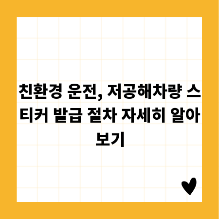 친환경 운전, 저공해차량 스티커 발급 절차 자세히 알아보기