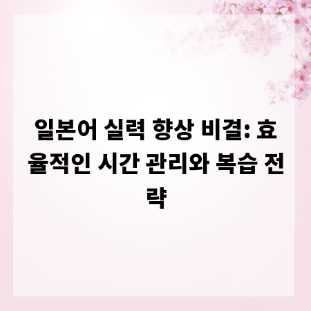 일본어 실력 향상 비결: 효율적인 시간 관리와 복습 전략