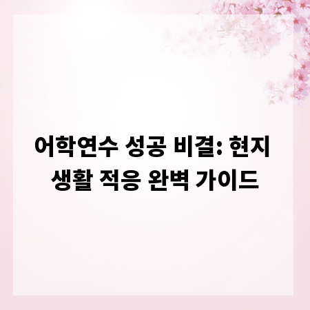 어학연수 성공 비결: 현지 생활 적응 완벽 가이드